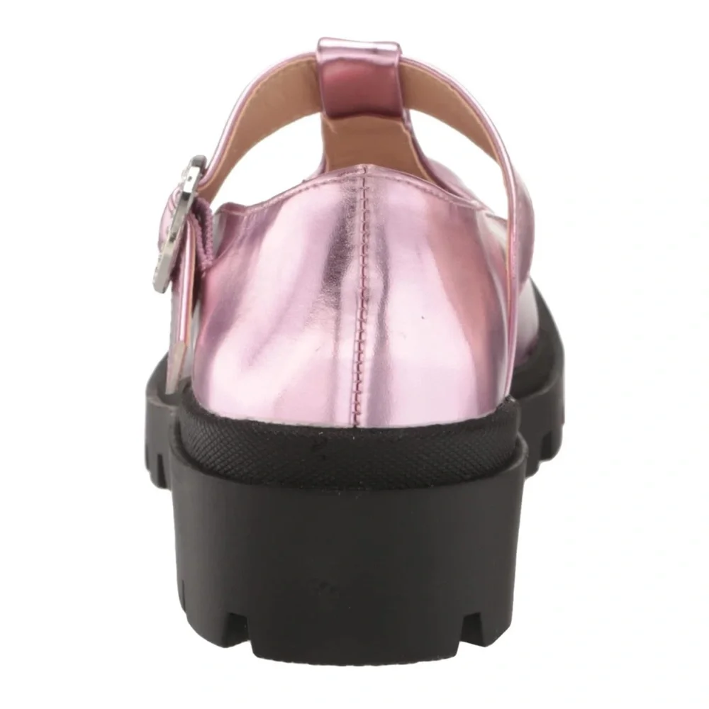 Steve Madden Girls Suzey Mary Jane Lug Sole in Pink Metallic Size 3